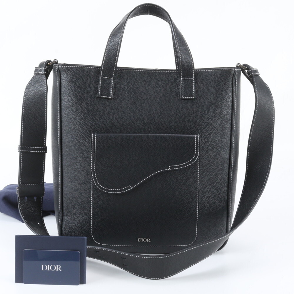 Christian Dior Saddle Leather 2-Way Shoulder Bag with Guarantee - Men's